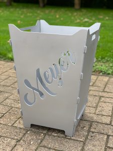 Feuerkorb Feuertonne Hochzeit Trauung Familienname Schreibschrift silber